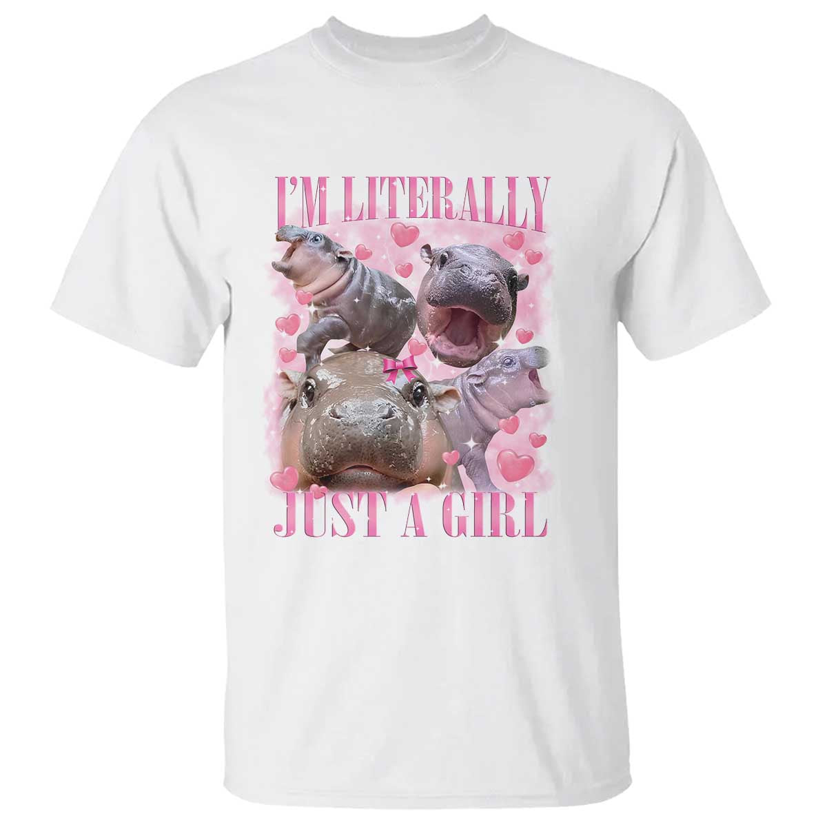 Funny Moo-Deng Baby Pygmy Hippo T Shirt Funny I'm Literally Just a Girl Cute Zoo For Family - Wonder Print Shop