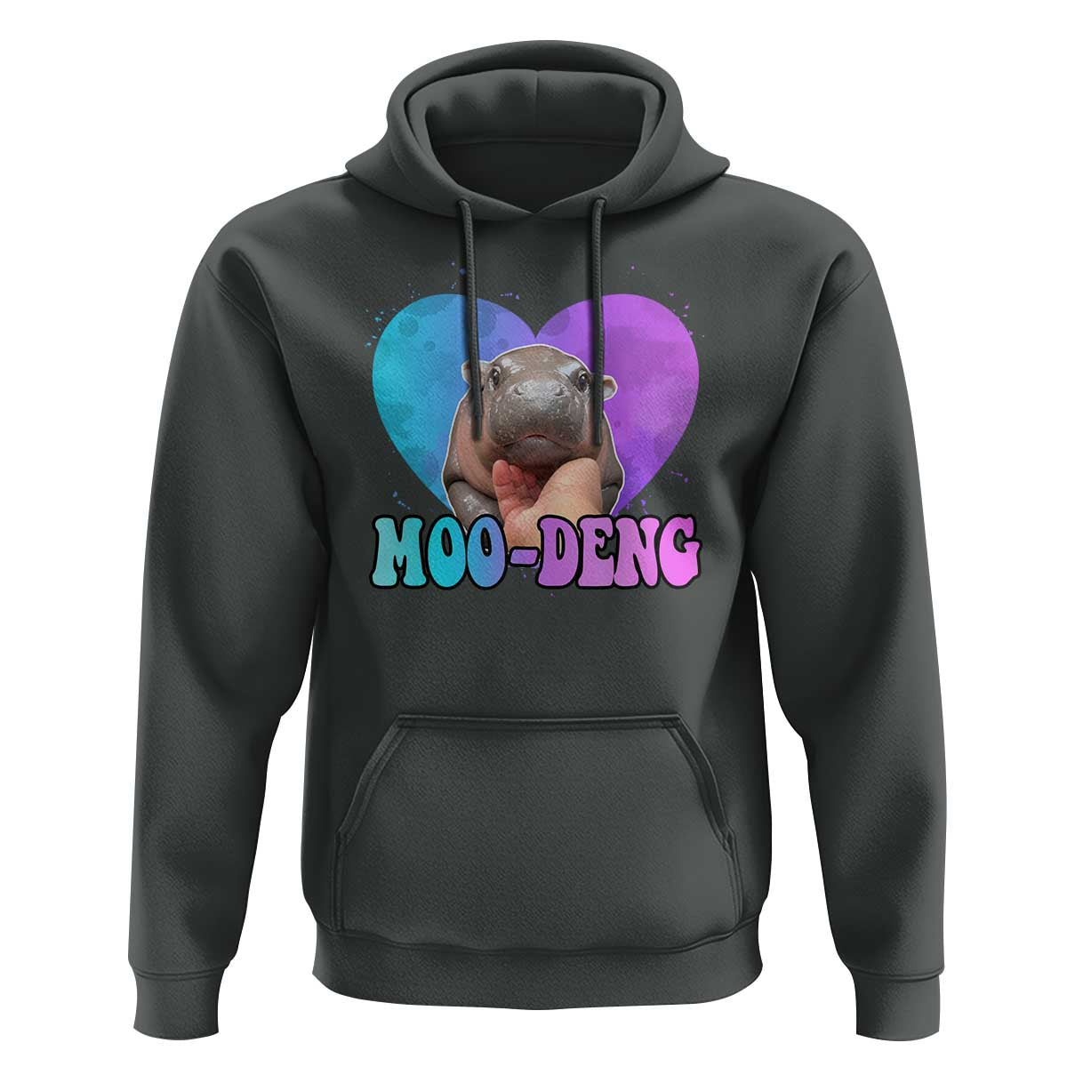 Funny Moo-Deng Baby Pygmy Hippo Hoodie Heart Shape Cute Zoo For Family