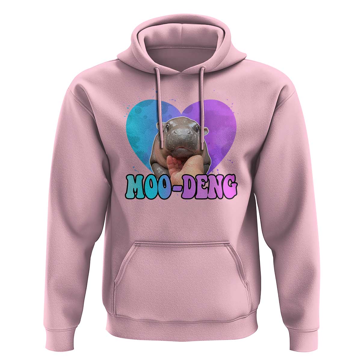 Funny Moo-Deng Baby Pygmy Hippo Hoodie Heart Shape Cute Zoo For Family