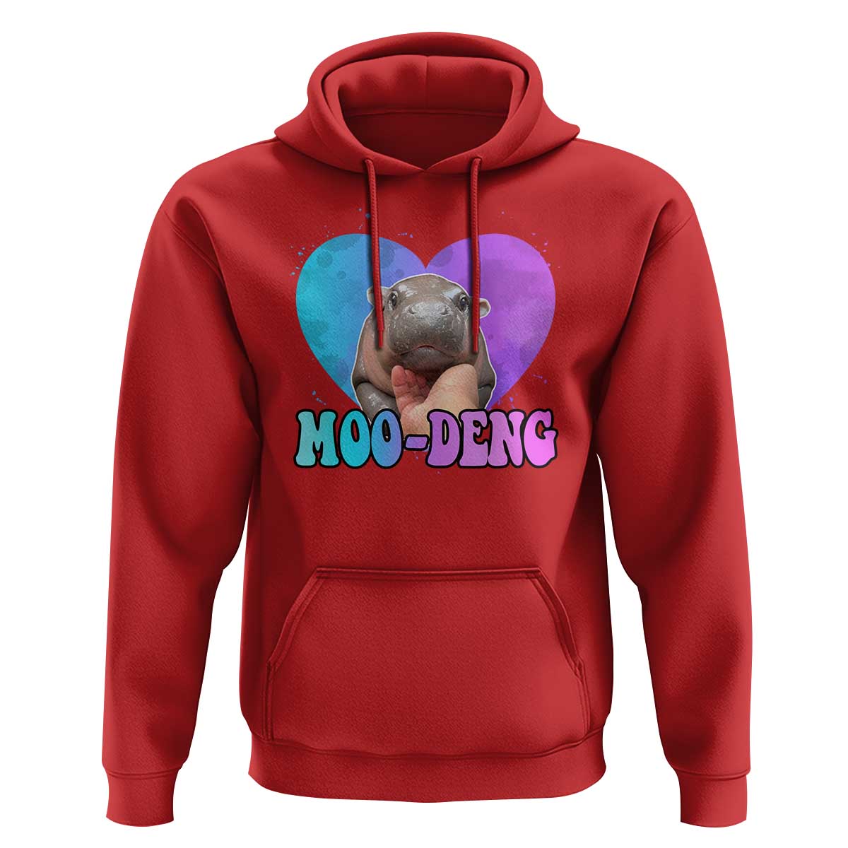 Funny Moo-Deng Baby Pygmy Hippo Hoodie Heart Shape Cute Zoo For Family
