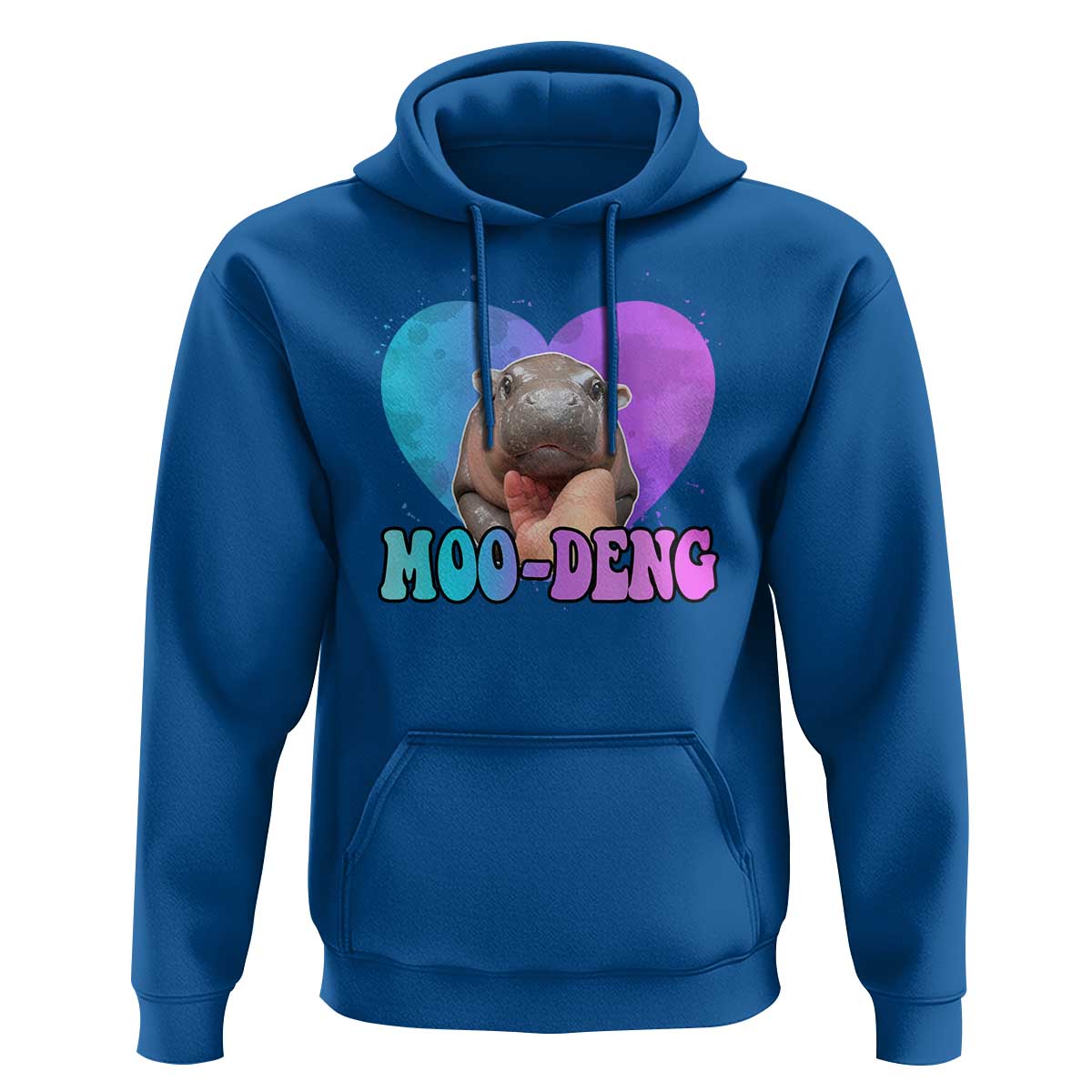 Funny Moo-Deng Baby Pygmy Hippo Hoodie Heart Shape Cute Zoo For Family