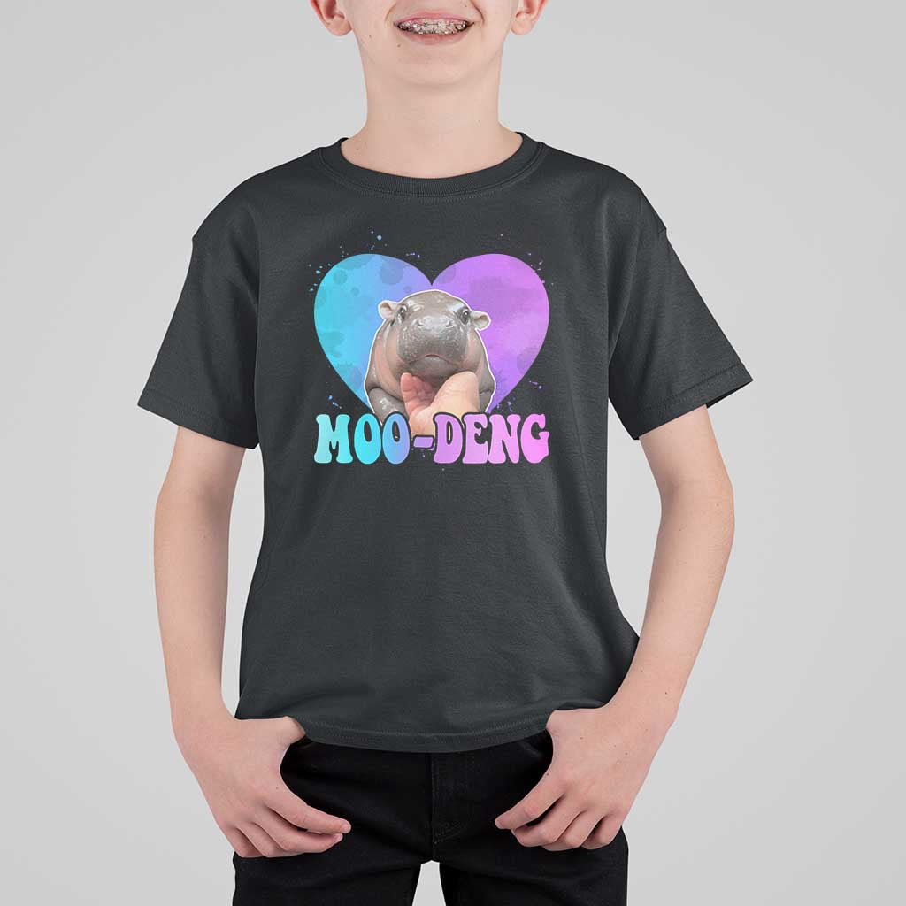 Funny Moo-Deng Baby Pygmy Hippo T Shirt For Kid Heart Shape Cute Zoo For Family - Wonder Print Shop