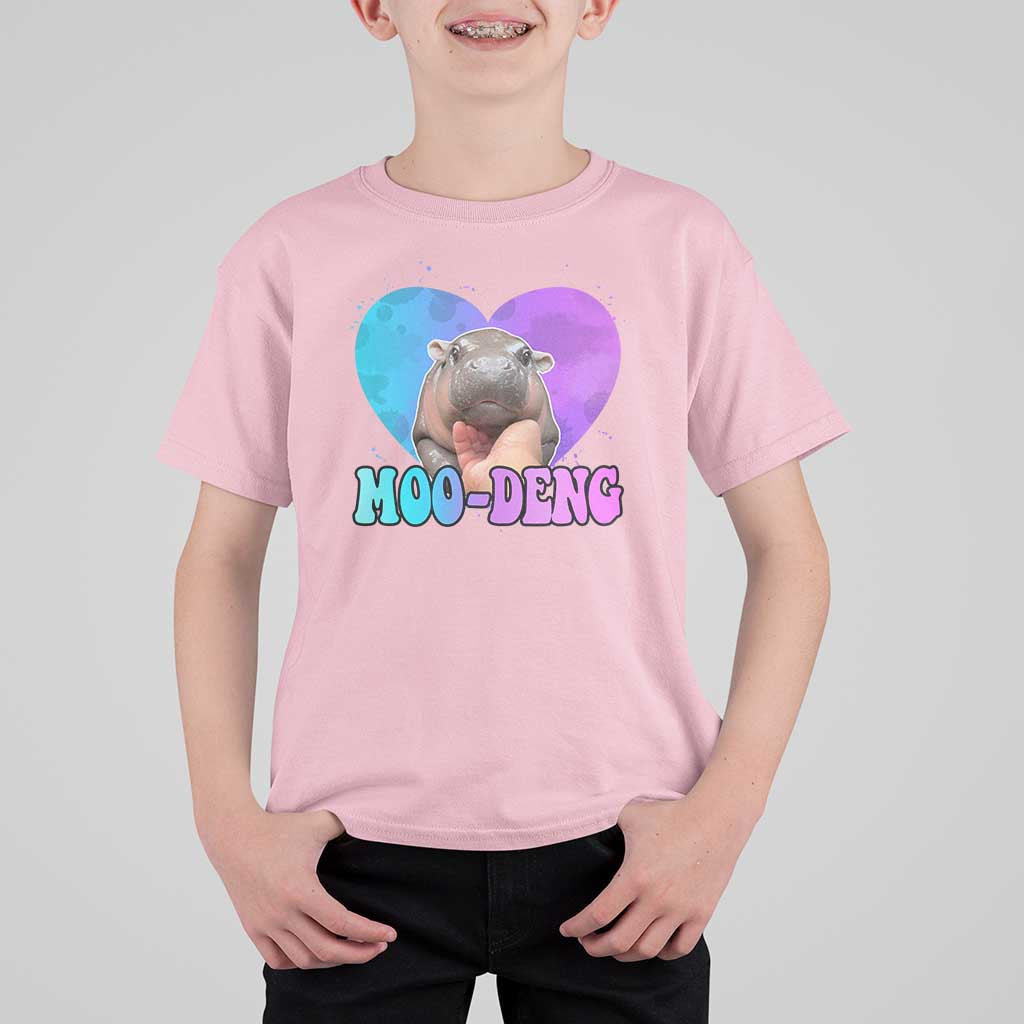 Funny Moo-Deng Baby Pygmy Hippo T Shirt For Kid Heart Shape Cute Zoo For Family - Wonder Print Shop