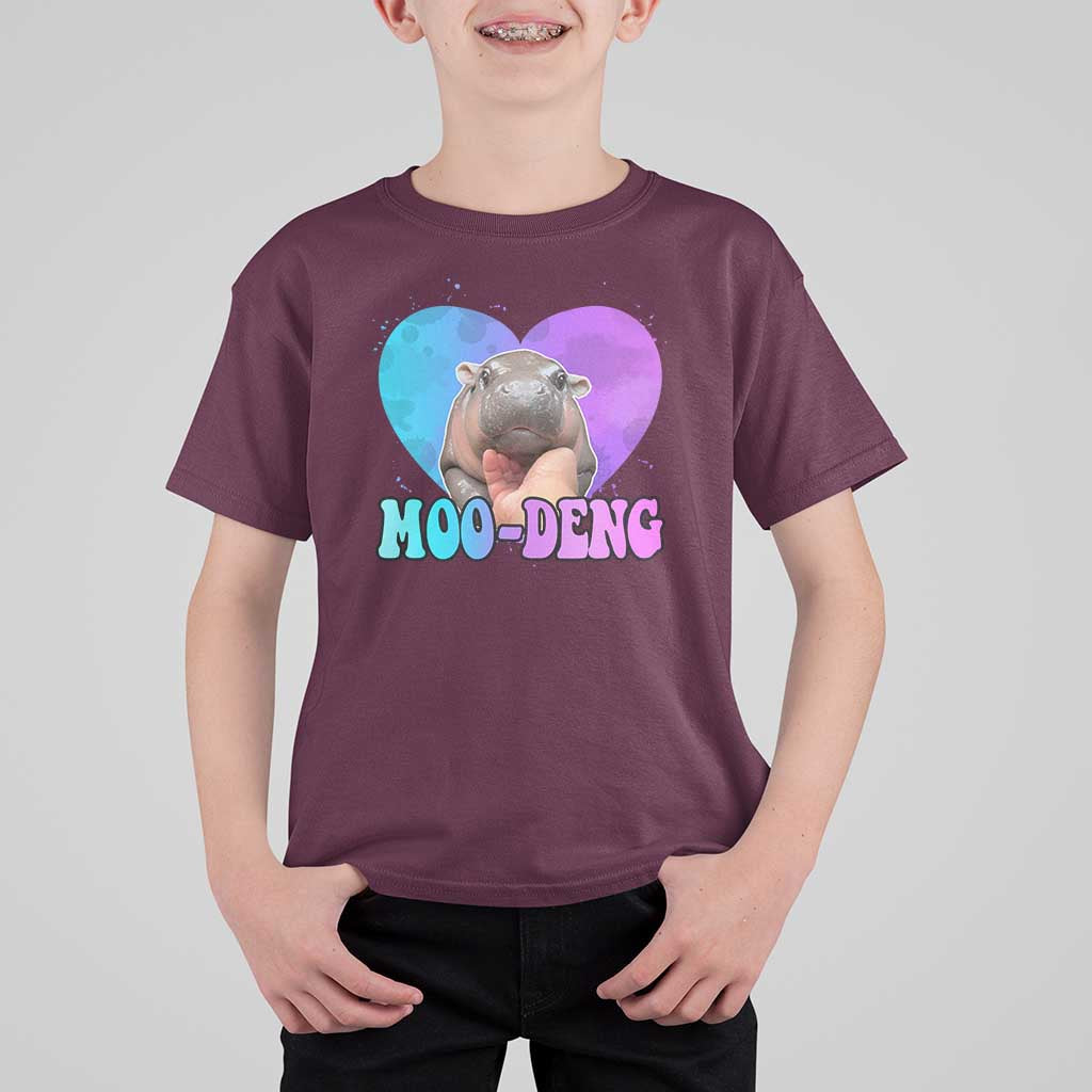 Funny Moo-Deng Baby Pygmy Hippo T Shirt For Kid Heart Shape Cute Zoo For Family - Wonder Print Shop