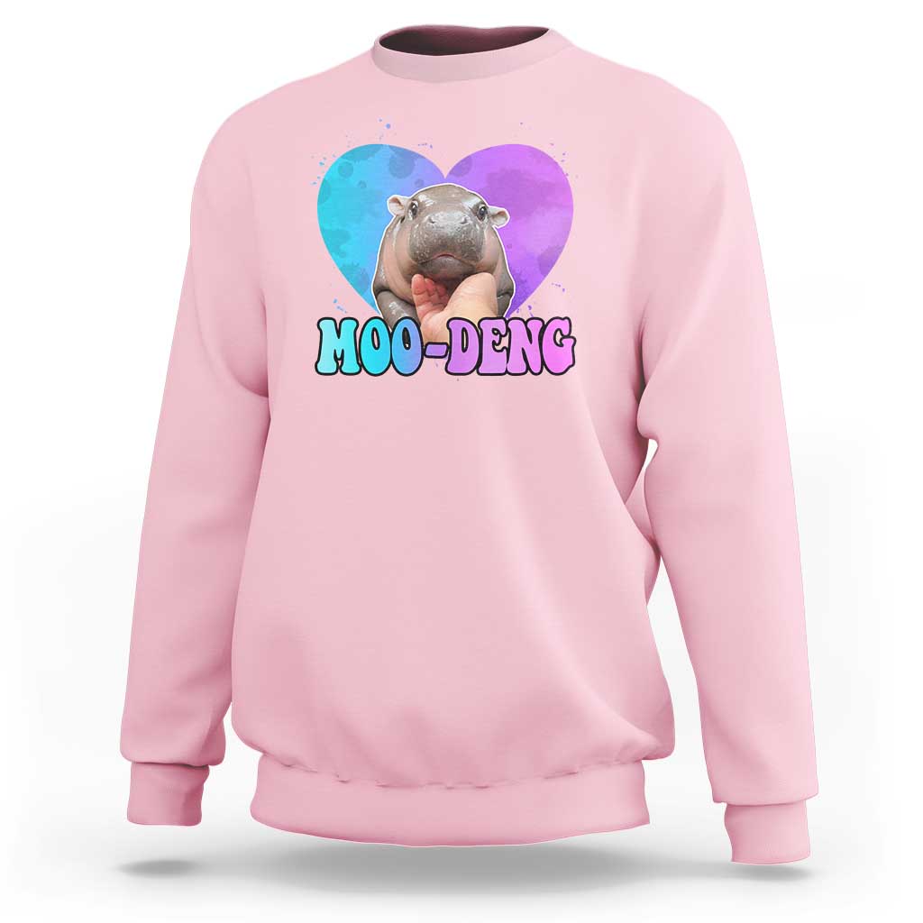 Funny Moo-Deng Baby Pygmy Hippo Sweatshirt Heart Shape Cute Zoo For Family - Wonder Print Shop