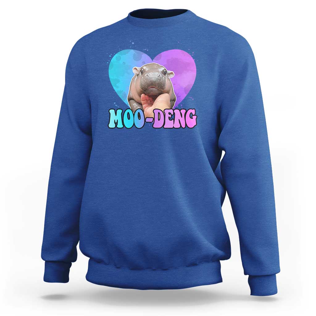 Funny Moo-Deng Baby Pygmy Hippo Sweatshirt Heart Shape Cute Zoo For Family - Wonder Print Shop
