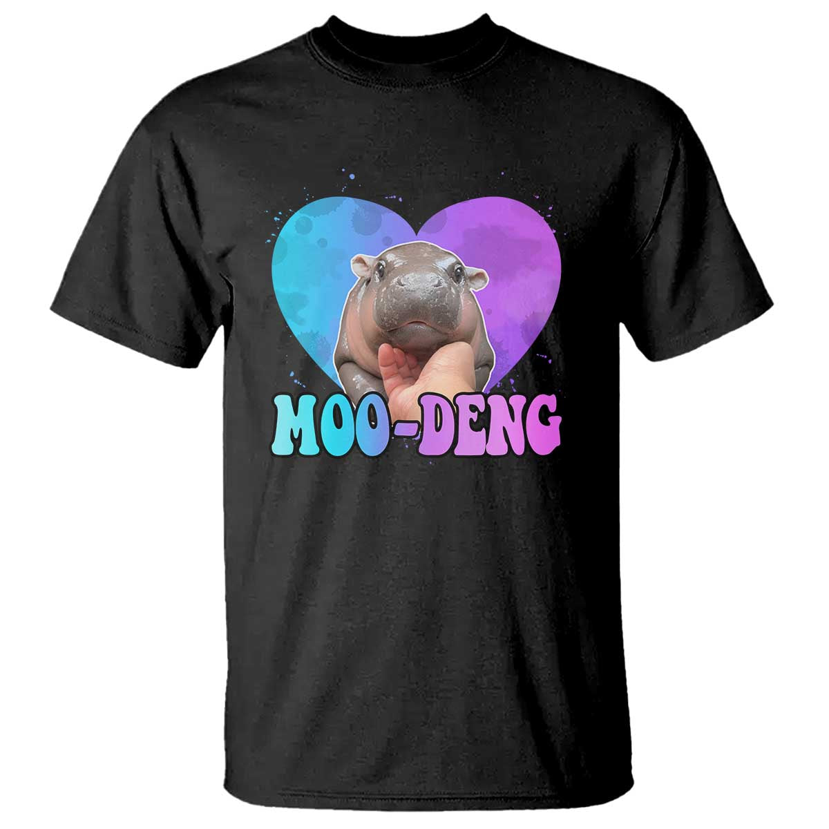Funny Moo-Deng Baby Pygmy Hippo T Shirt Heart Shape Cute Zoo For Family - Wonder Print Shop