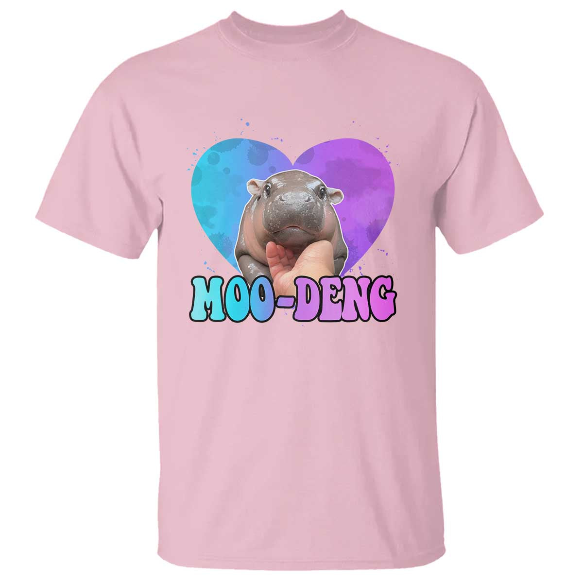 Funny Moo-Deng Baby Pygmy Hippo T Shirt Heart Shape Cute Zoo For Family - Wonder Print Shop