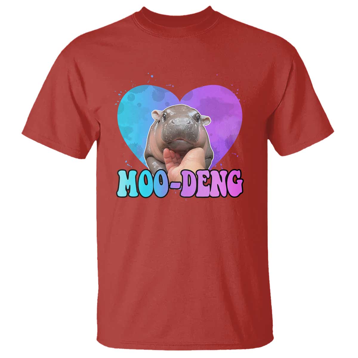 Funny Moo-Deng Baby Pygmy Hippo T Shirt Heart Shape Cute Zoo For Family - Wonder Print Shop