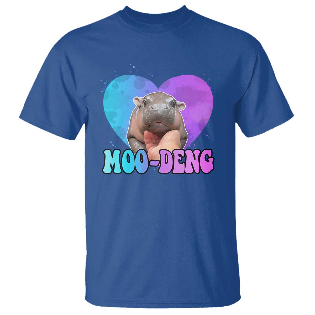 Funny Moo-Deng Baby Pygmy Hippo T Shirt Heart Shape Cute Zoo For Family - Wonder Print Shop
