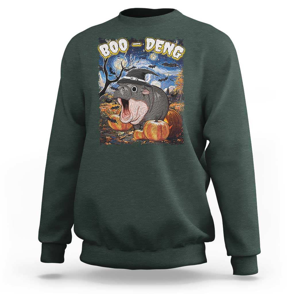 Moo-Deng Baby Pygmy Hippo Van Gogh Starry Night Sweatshirt Halloween Gothic Witchy Vibes Cute Zoo For Family - Wonder Print Shop