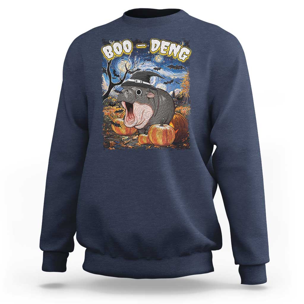 Moo-Deng Baby Pygmy Hippo Van Gogh Starry Night Sweatshirt Halloween Gothic Witchy Vibes Cute Zoo For Family - Wonder Print Shop