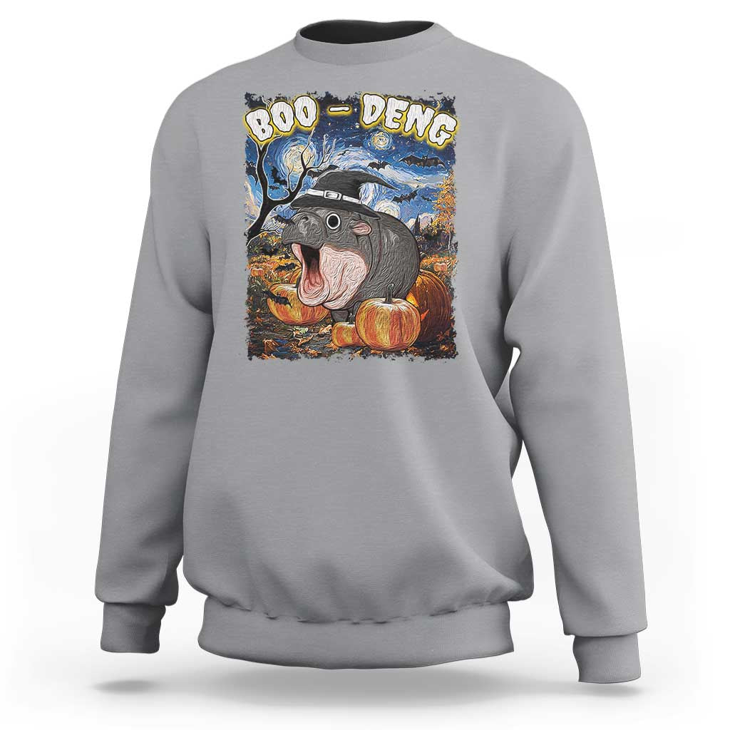 Moo-Deng Baby Pygmy Hippo Van Gogh Starry Night Sweatshirt Halloween Gothic Witchy Vibes Cute Zoo For Family - Wonder Print Shop