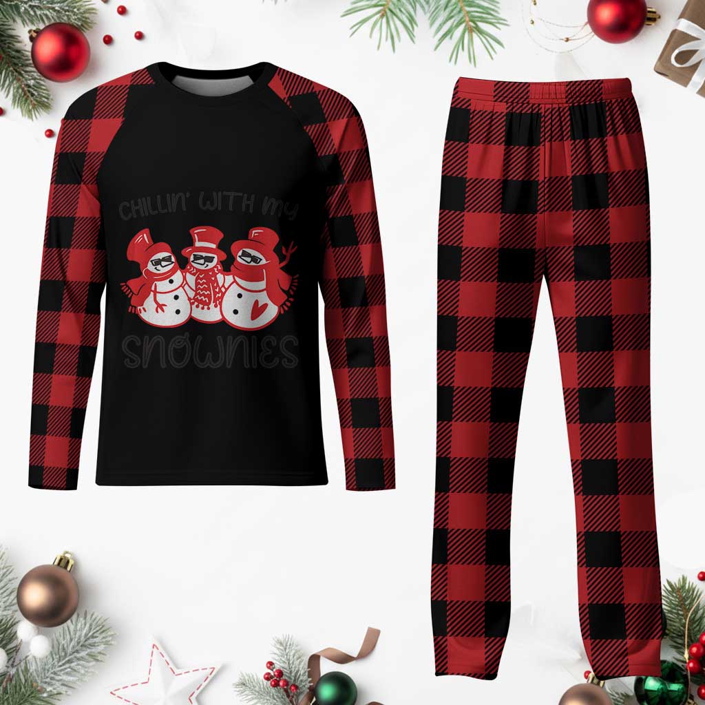 Snowman Christmas Plaid Pajama Set Chillin With My Snowmies Ugly Gift - Wonder Print Shop