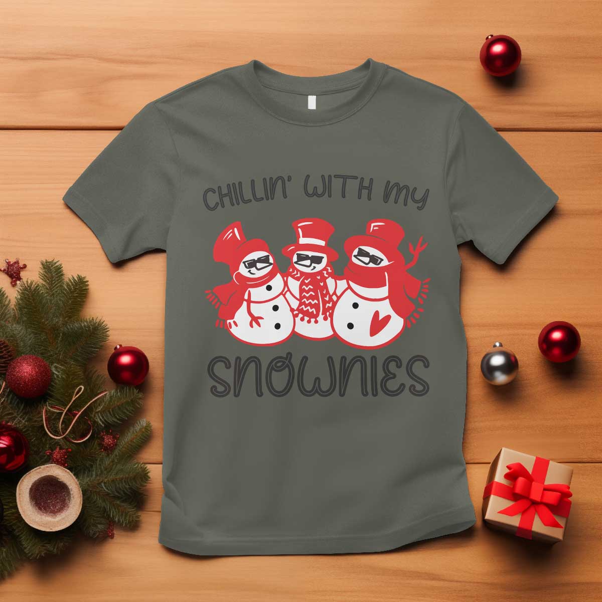 Snowman Christmas T Shirt Chillin With My Snowmies Ugly Gift TS10