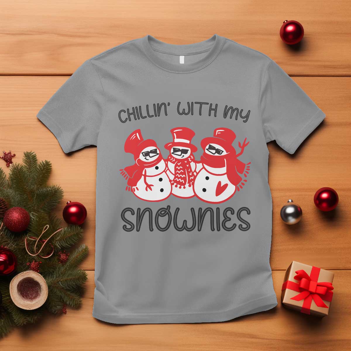 Snowman Christmas T Shirt Chillin With My Snowmies Ugly Gift TS10