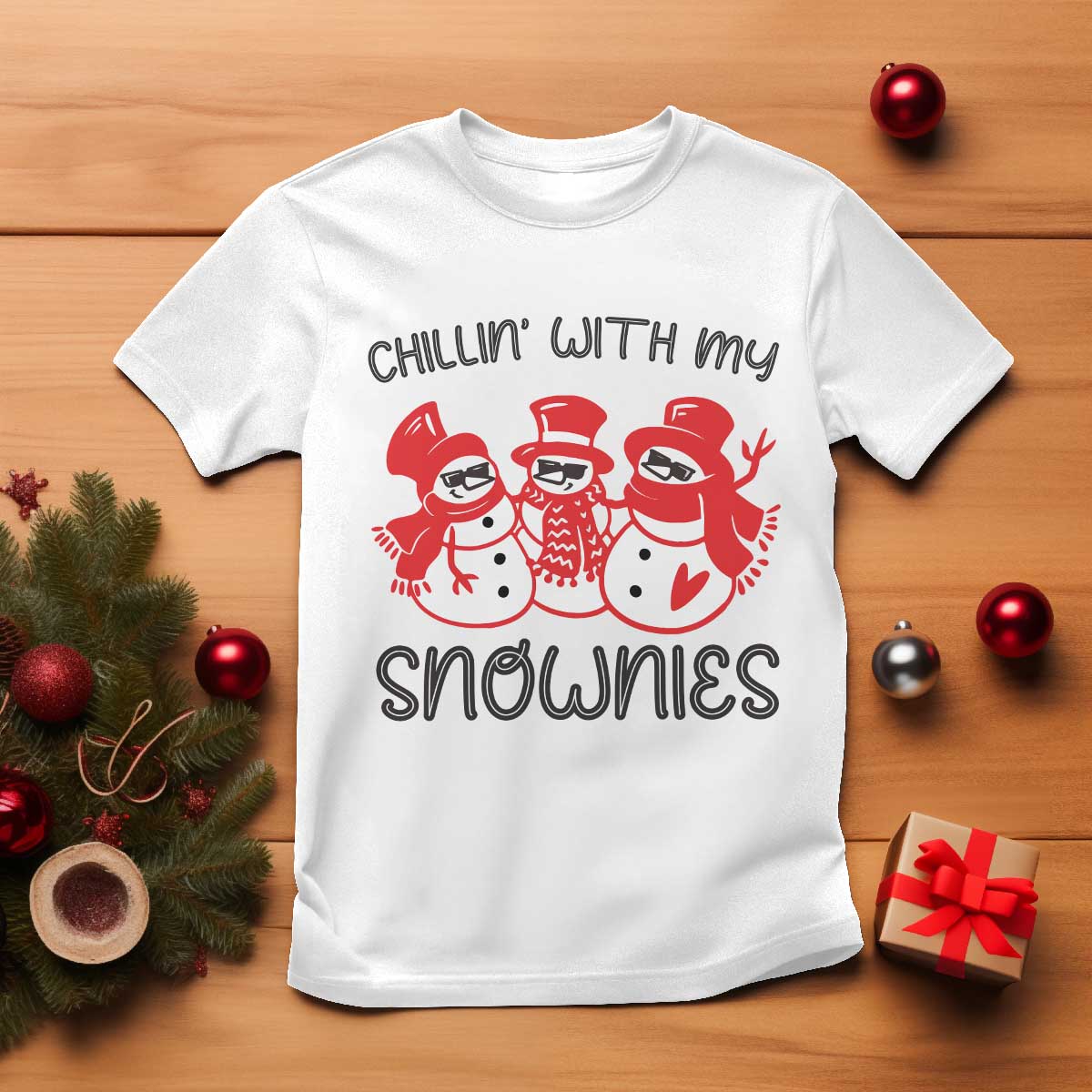 Snowman Christmas T Shirt Chillin With My Snowmies Ugly Gift TS10