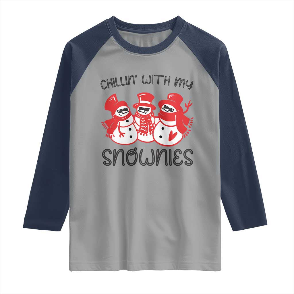 Snowman Christmas Raglan Shirt Chillin With My Snowmies Ugly Gift