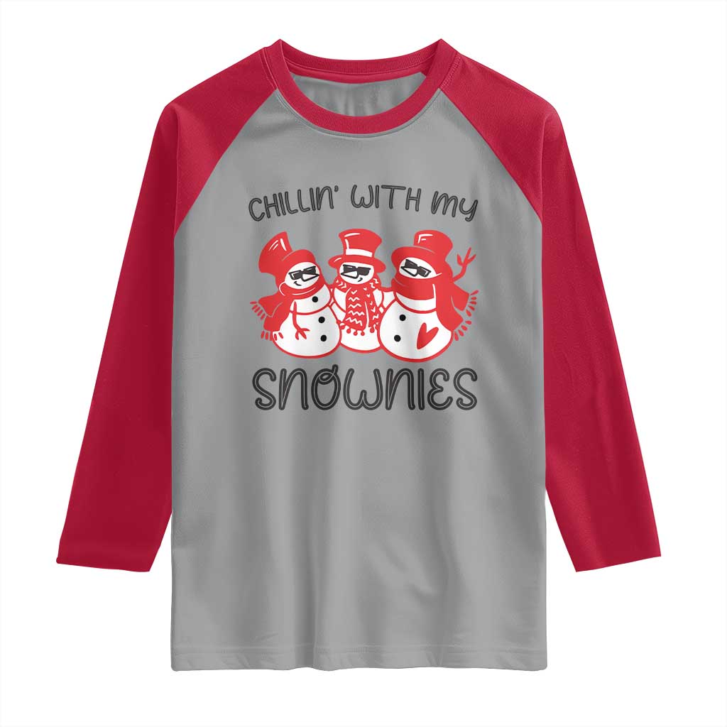 Snowman Christmas Raglan Shirt Chillin With My Snowmies Ugly Gift