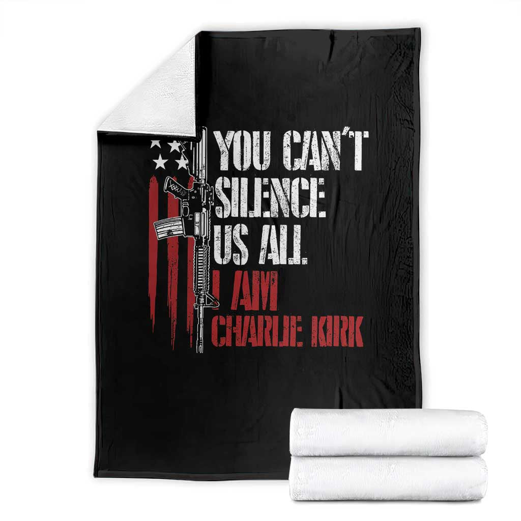 Charlie Kirk Throw Blanket You Cant Silence Us All USA Flag - Wonder Print Shop