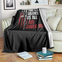 Charlie Kirk Throw Blanket You Cant Silence Us All USA Flag - Wonder Print Shop