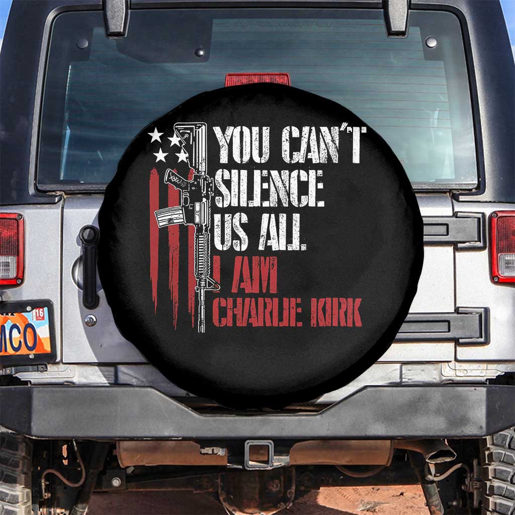 Charlie Kirk Spare Tire Cover You Cant Silence Us All USA Flag - Wonder Print Shop