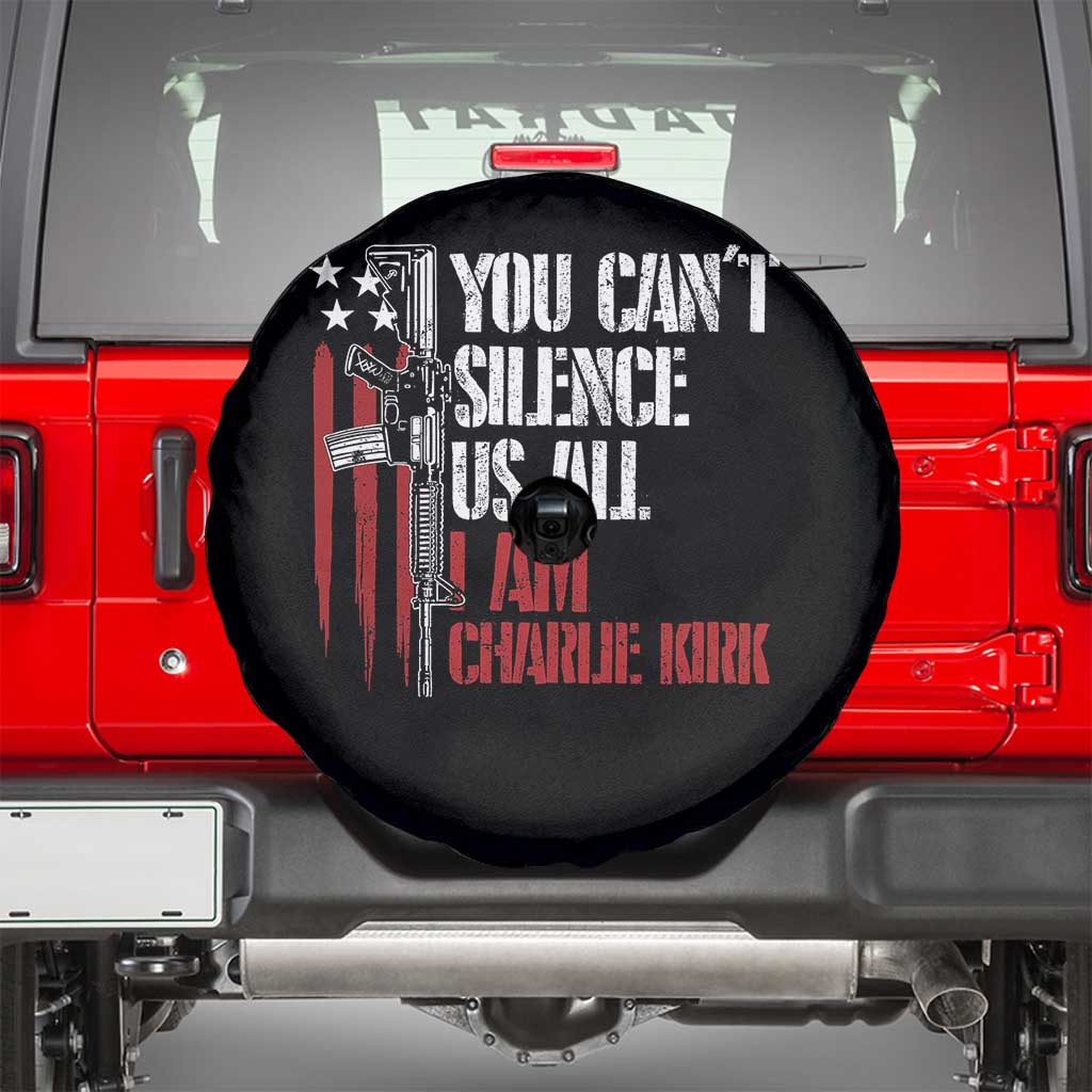 Charlie Kirk Spare Tire Cover You Cant Silence Us All USA Flag - Wonder Print Shop