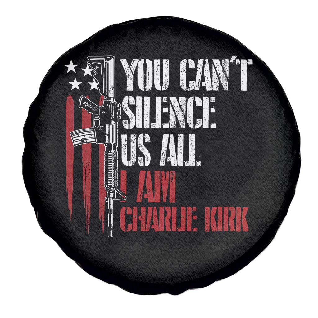 Charlie Kirk Spare Tire Cover You Cant Silence Us All USA Flag - Wonder Print Shop