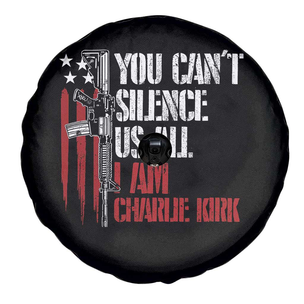 Charlie Kirk Spare Tire Cover You Cant Silence Us All USA Flag - Wonder Print Shop