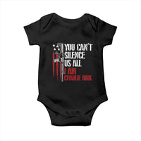 Charlie Kirk Baby Onesie You Cant Silence Us All USA Flag - Wonder Print Shop