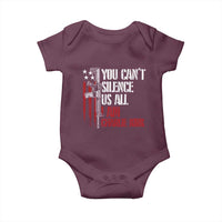 Charlie Kirk Baby Onesie You Cant Silence Us All USA Flag - Wonder Print Shop