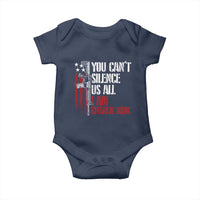 Charlie Kirk Baby Onesie You Cant Silence Us All USA Flag - Wonder Print Shop
