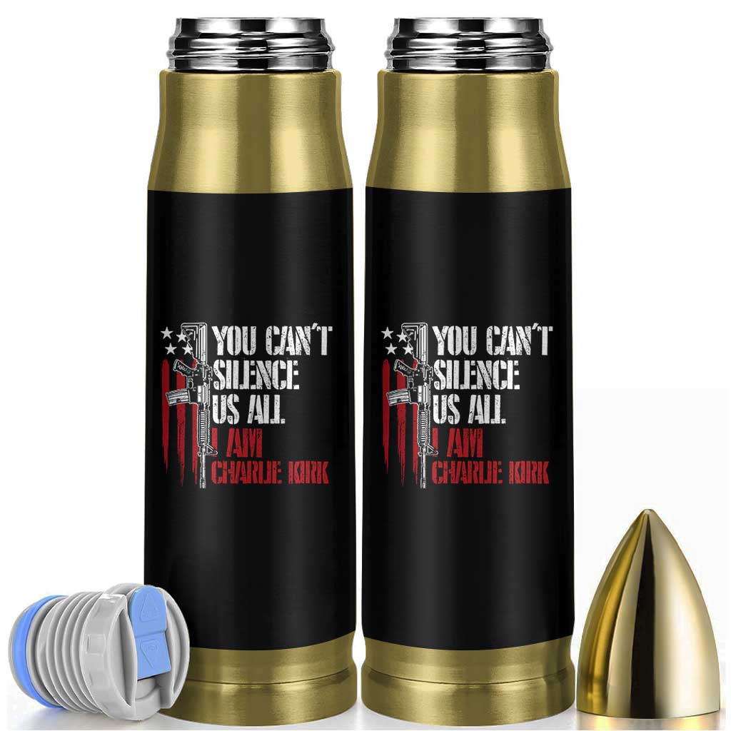 Charlie Kirk Bullet Tumbler You Cant Silence Us All USA Flag - Wonder Print Shop