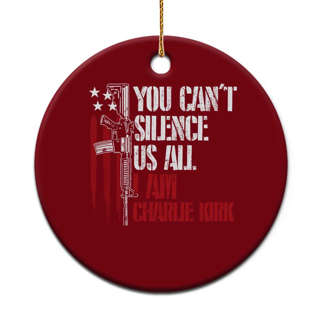 Charlie Kirk Ceramic Ornament You Cant Silence Us All USA Flag - Wonder Print Shop