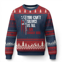 Charlie Kirk Ugly Christmas Sweater You Cant Silence Us All USA Flag - Wonder Print Shop