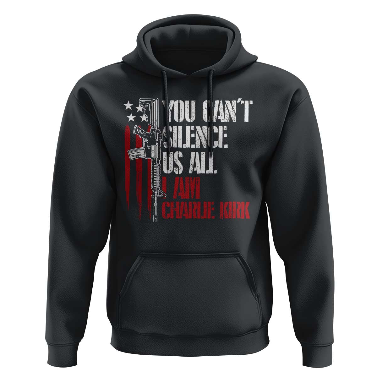 Charlie Kirk Hoodie You Cant Silence Us All USA Flag - Wonder Print Shop