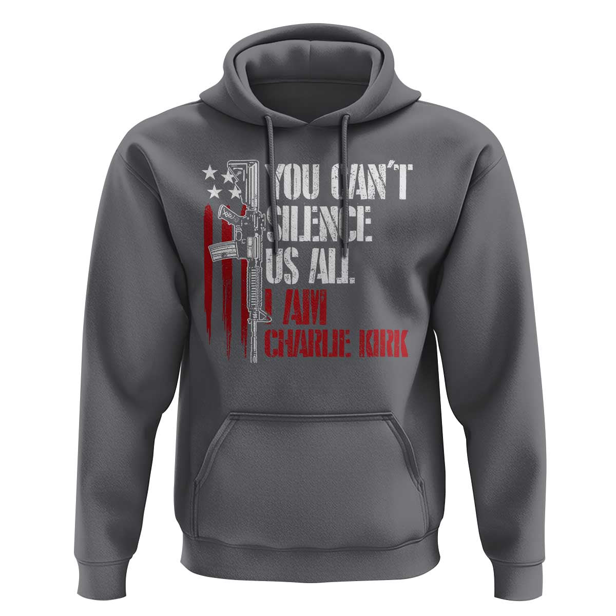 Charlie Kirk Hoodie You Cant Silence Us All USA Flag - Wonder Print Shop