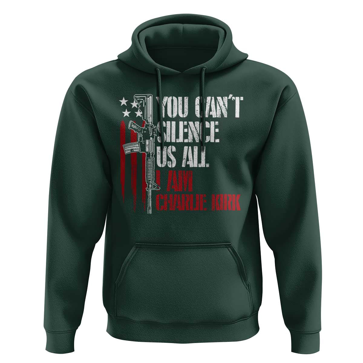 Charlie Kirk Hoodie You Cant Silence Us All USA Flag - Wonder Print Shop