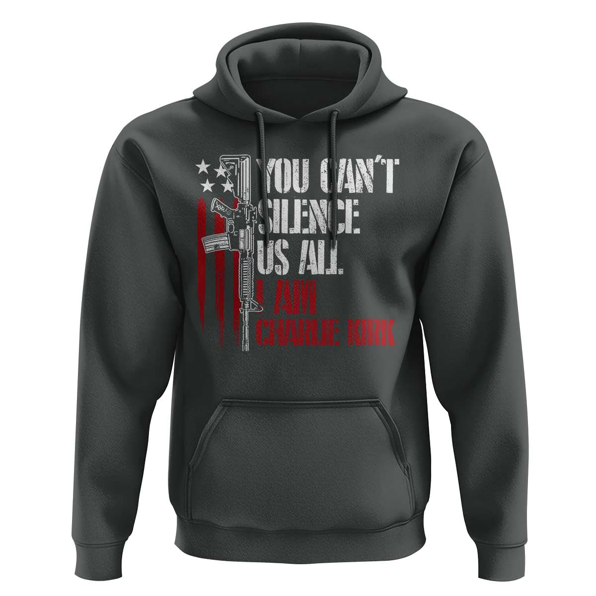Charlie Kirk Hoodie You Cant Silence Us All USA Flag - Wonder Print Shop