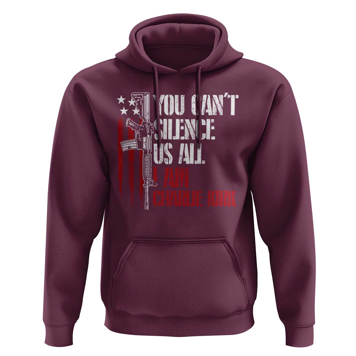 Charlie Kirk Hoodie You Cant Silence Us All USA Flag - Wonder Print Shop