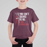 Charlie Kirk T Shirt For Kid You Cant Silence Us All USA Flag - Wonder Print Shop
