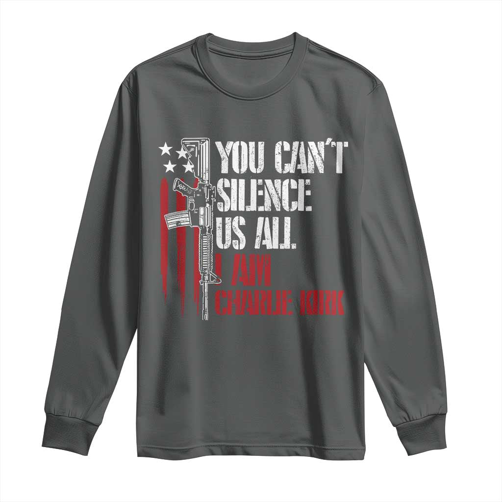 Charlie Kirk Long Sleeve Shirt You Cant Silence Us All USA Flag - Wonder Print Shop