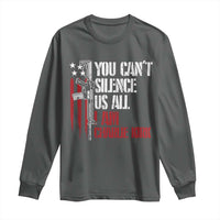 Charlie Kirk Long Sleeve Shirt You Cant Silence Us All USA Flag - Wonder Print Shop