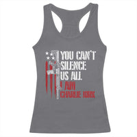 Charlie Kirk Racerback Tank Top You Cant Silence Us All USA Flag - Wonder Print Shop