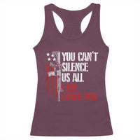Charlie Kirk Racerback Tank Top You Cant Silence Us All USA Flag - Wonder Print Shop