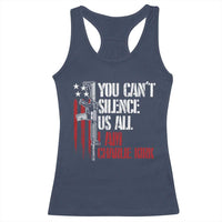 Charlie Kirk Racerback Tank Top You Cant Silence Us All USA Flag - Wonder Print Shop