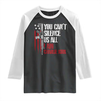 Charlie Kirk Raglan Shirt You Cant Silence Us All USA Flag - Wonder Print Shop