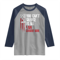 Charlie Kirk Raglan Shirt You Cant Silence Us All USA Flag - Wonder Print Shop