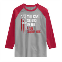 Charlie Kirk Raglan Shirt You Cant Silence Us All USA Flag - Wonder Print Shop