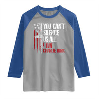 Charlie Kirk Raglan Shirt You Cant Silence Us All USA Flag - Wonder Print Shop